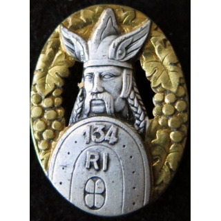 134° RI : insigne métallique du 134° régiment d'infanterie de fabrication Drago Paris guilloché