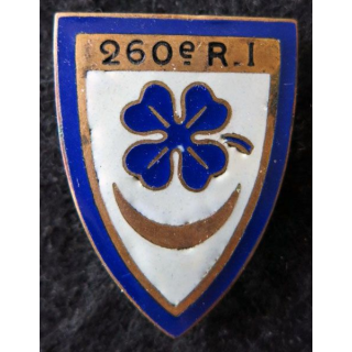 260° RI : insigne métallique du 260° régiment d'infanterie de fabrication Camus Paris en émail