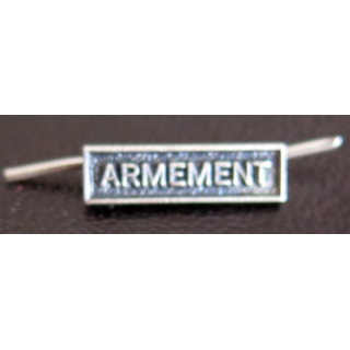 Barrette miniature " ARMEMENT " en métal argenté