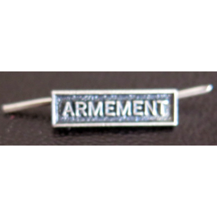 Barrette miniature " ARMEMENT " en métal argenté
