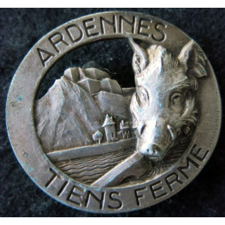 SF ARDENNES: insigne métallique du secteur fortifié des Ardennes en de fabrication Arthus Bertrand embouti