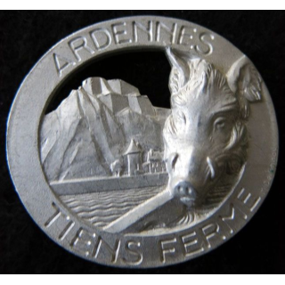 SF ARDENNES: insigne métallique du secteur fortifié des Ardennes sans mention du fabricant aluminium embouti