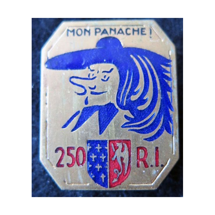 250° RI : 250° régiment d'infanterie de fabrication Arthus Bertrand Paris ( poinçon) en émail