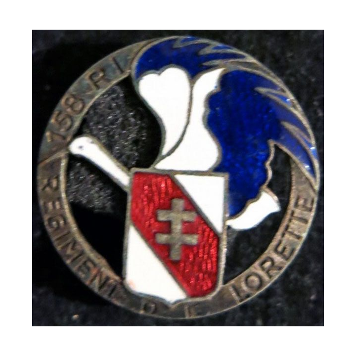 158° RI : 158° régiment d'infanterie régiment de Lorette rond 28 mm en émail