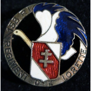 158° RI : 158° régiment d'infanterie régiment de Lorette rond 28 mm en émail