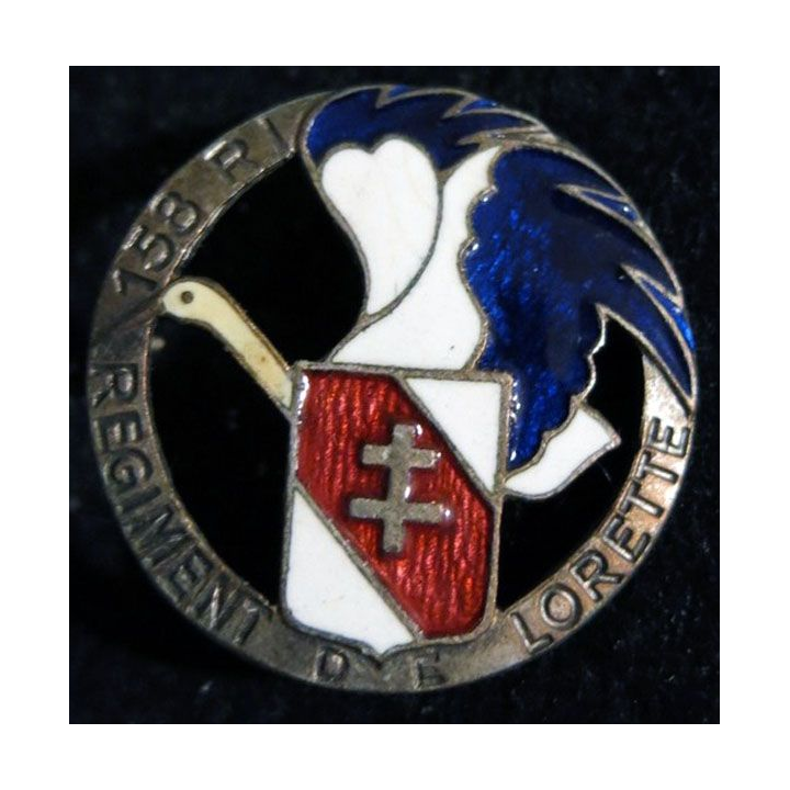 158° RI : 158° régiment d'infanterie régiment de Lorette rond 28 mm en émail
