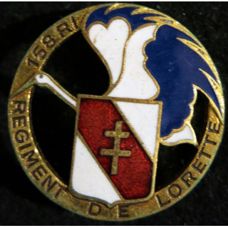 158° RI : 158° régiment d'infanterie régiment de Lorette Drago rond 35 mm en émail