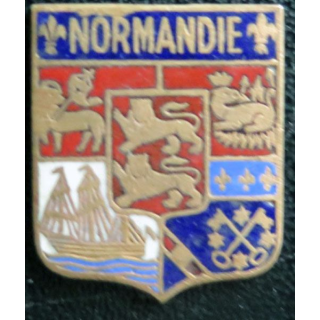BLASON NORMANDIE : insigne ancien blason en émail de la Normandie 22 x 27 m