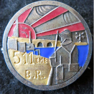 511° BR : 511° bataillon régional de protection, rond, 36 mm fabricant non marqué en émail