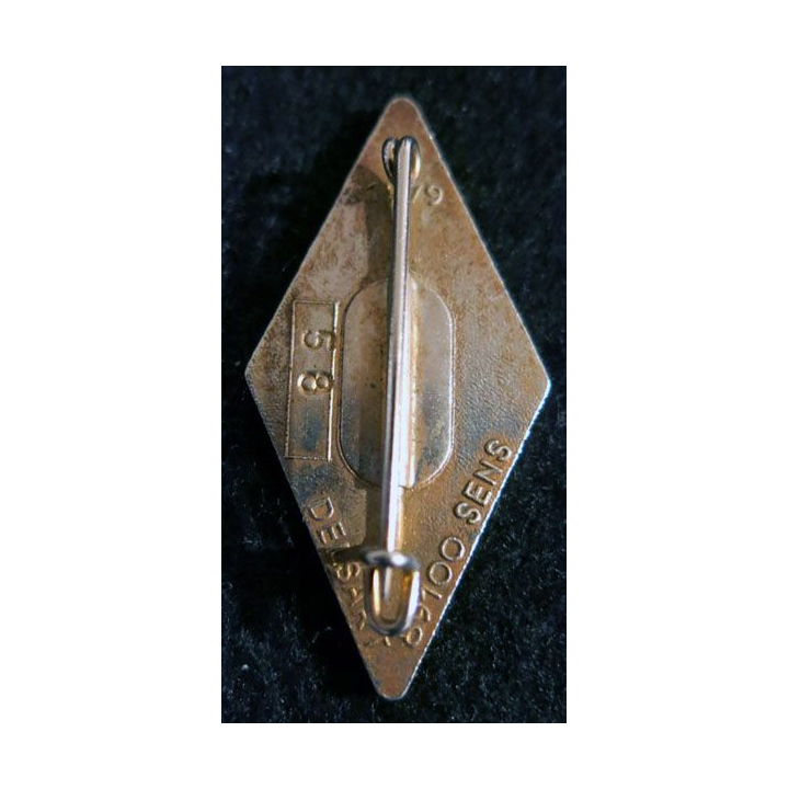 18° RID : Insigne métallique du 18° régiment d’infanterie divisionnaire de fabrication Delsart Sens R 79 dos lisse numéroté 58