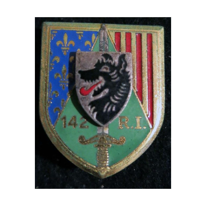 142° RI : 142° régiment d'infanterie (divisionnaire) de fabrication Drago Paris G. 1958 en émail