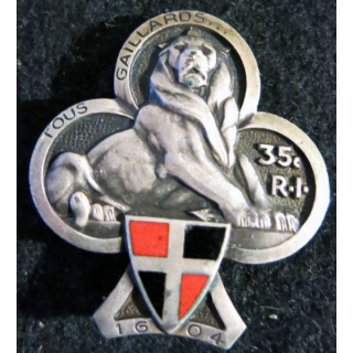 35° RI : insigne métallique du 35° régiment d'infanterie Drago O. M déposé en émail