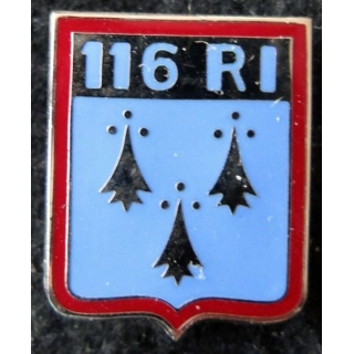 116° RI : insigne métallique du 116° régiment d'infanterie de fabrication Balme Saumur