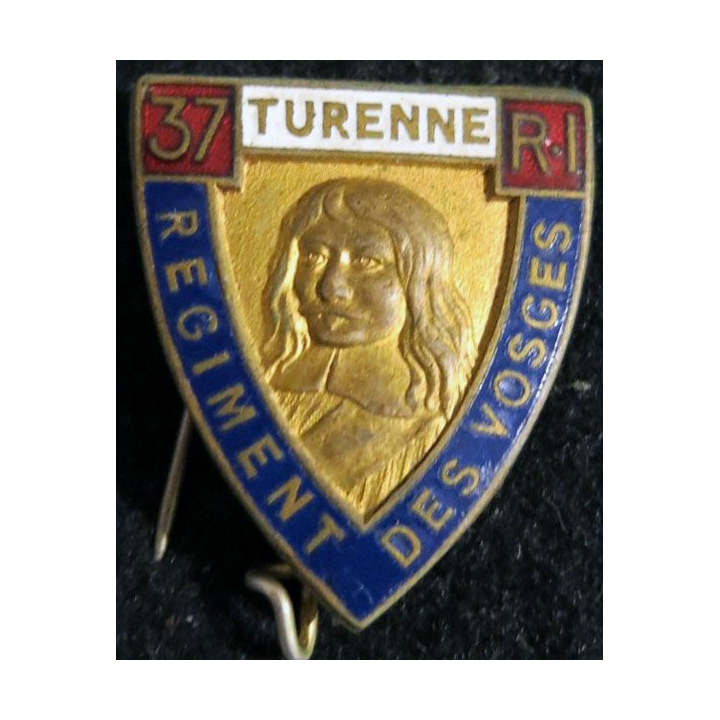37° RI : insigne métallique du 37° régiment d'infanterie fabrication non spécifiée émail