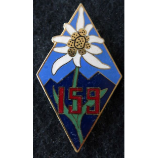 159° RIA : 159° régiment d’infanterie alpine fabrication non spécifiée émail plaquette pliée à 2 anneaux