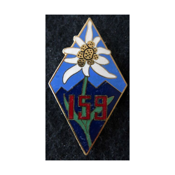 159° RIA : 159° régiment d’infanterie alpine fabrication non spécifiée émail plaquette pliée à 2 anneaux