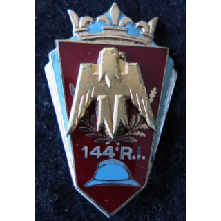 144° RI : insigne métallique du 144° régiment d'infanterie Drago Paris en émail