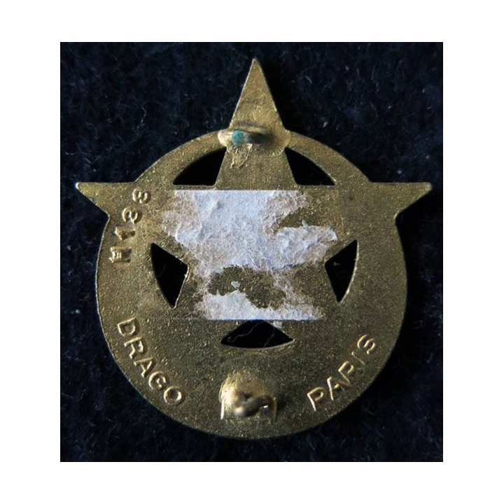 5° RTM : insigne métallique du 5° régiment de tirailleurs marocains fabrication Drago Paris H. 138 en émail