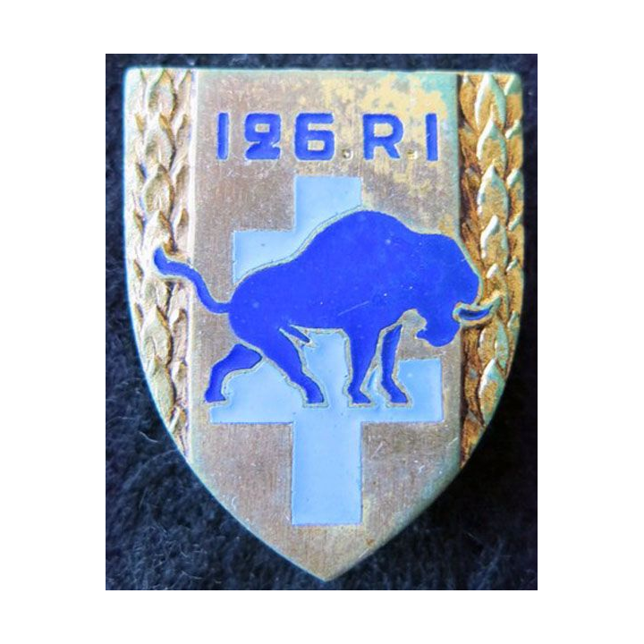 126° RI : insigne métallique du 126° régiment d'infanterie  de fabrication Drago Paris G. 1557 en émail