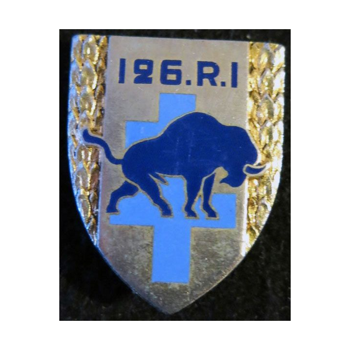 126° RI : insigne métallique du 126° régiment d'infanterie  de fabrication Drago Paris G. 1557 en émail