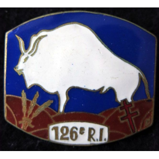 126° RI : insigne métallique du 126° régiment d'infanterie de fabrication ABPD en émail
