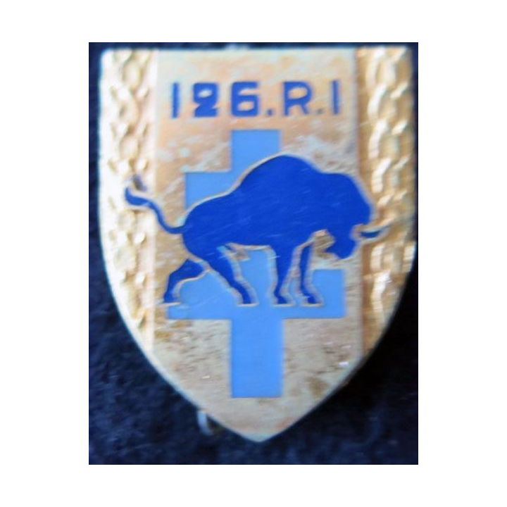 126° RI : insigne métallique du 126° régiment d'infanterie  de fabrication Drago Paris G. 1557 en émail