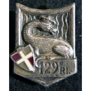 129° RI : Insigne métallique du 129° régiment d'infanterie de fabrication Drago Paris G. 429