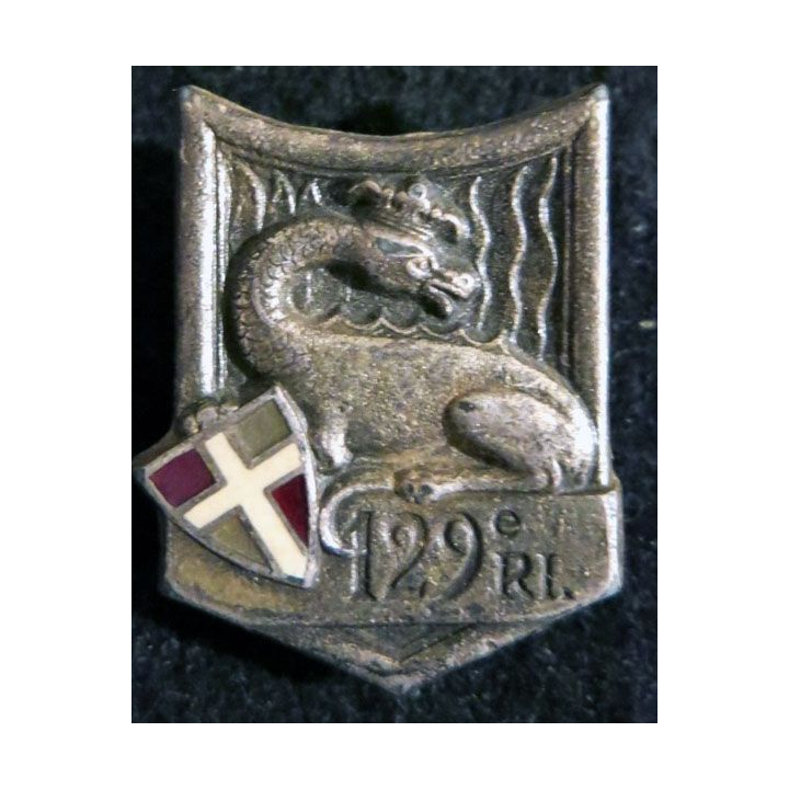 129° RI : Insigne métallique du 129° régiment d'infanterie de fabrication Drago Paris G. 429