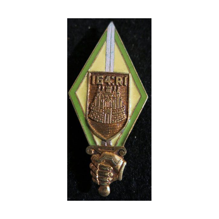 164° RI : 164° régiment d'infanterie de fabrication Drago Paris G. 1748 écu doré en émail