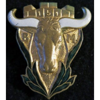 151° RI BMEO : insigne métallique du 151° régiment d'infanterie bataillon de marche EO Drago OM Déposé émail