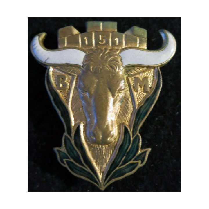 151° RI BMEO : insigne métallique du 151° régiment d'infanterie bataillon de marche EO Drago OM Déposé émail