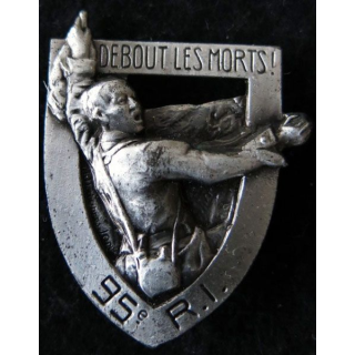 95° RI : Insigne métallique du 95° régiment d'infanterie de fabrication Arthus Bertrand Paris en métal embouti