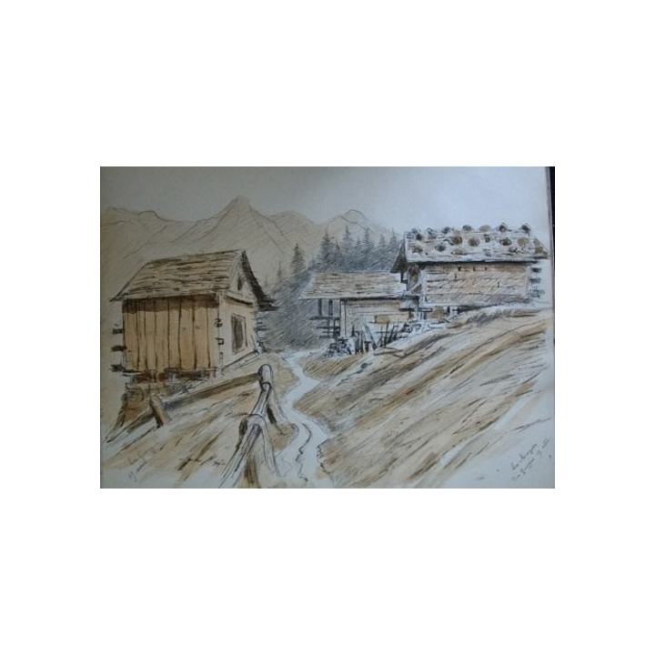 Carnet de croquis sur les Granges de Salvan 1912 par Edouard Mangin