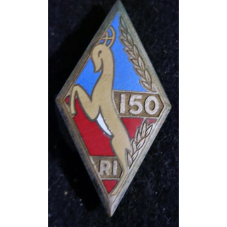 150° RI : Insigne métallique du 150° régiment d'infanterie de fabrication Drago Béranger déposé en émail