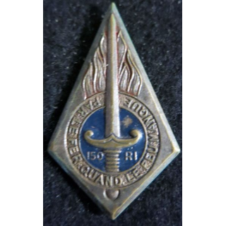 150° RI : Insigne métallique du 150° régiment d'infanterie de fabrication Drago Béranger peint