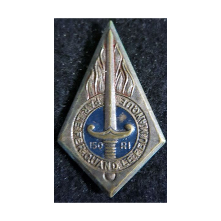 150° RI : Insigne métallique du 150° régiment d'infanterie de fabrication Drago Béranger peint