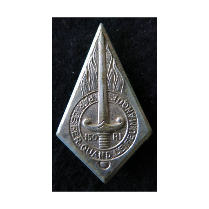 150° RI : Insigne métallique du 150° régiment d'infanterie de fabrication Drago Béranger métal argenté