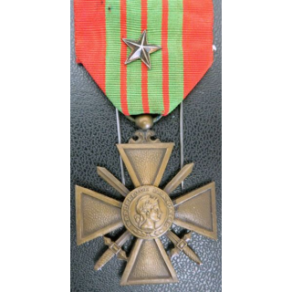 FRANCE : Croix de guerre 1939 avec un ruban citation étoile en bronze