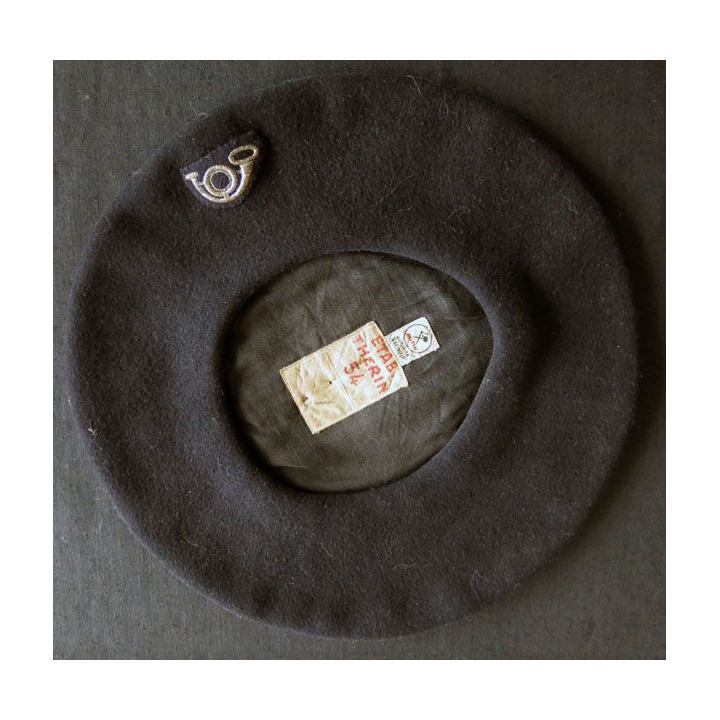 Béret de chasseurs Alpins "Tarte"avec insigne en laminette argent cousu T.54