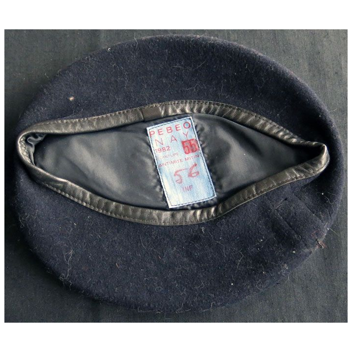 Béret bleu marine TTA de fabrication Pebeo Nay 1982 T.55
