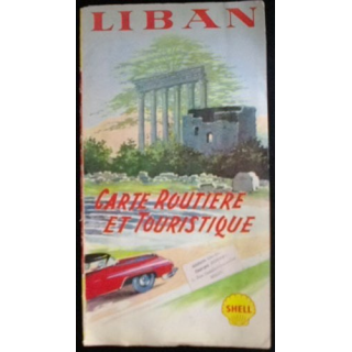 CARTE ROUTIÈRE et touristique SHELL DU LIBAN DES ANNÉES 60