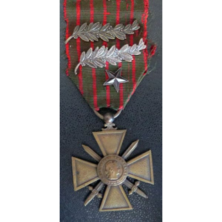 Croix de guerre 1914-1917 avec 3 citations ( 2 palmes étoile de bronze)