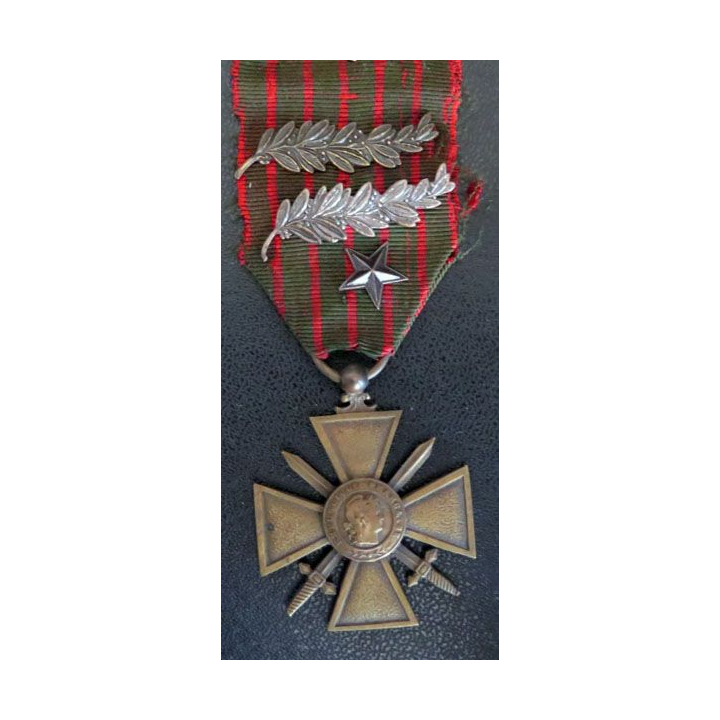 Croix de guerre 1914-1917 avec 3 citations ( 2 palmes étoile de bronze)