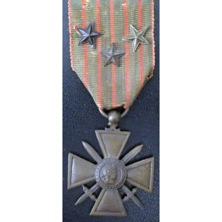Croix de guerre 1914-1918 avec trois citations ( étoiles de bronze)