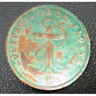 Vieux bouton d'équipage de la flotte du 1° empire français diam 2,2 cm
