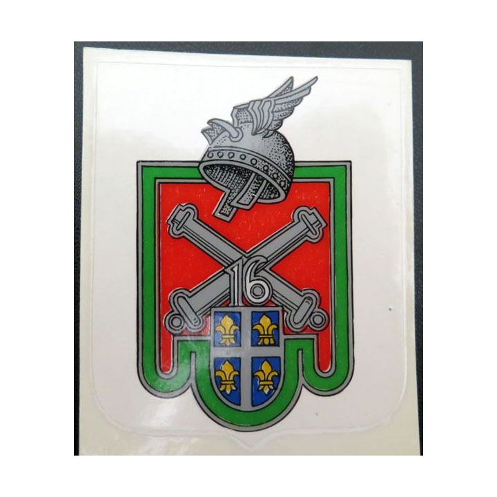 16° RA : Autocollant du 16° régiment d'artillerie 7 x 9 cm