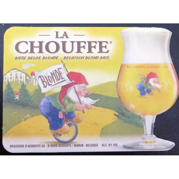 DESSOUS DE VERRE A BIÈRE La Chouffe 13 x 9 cm