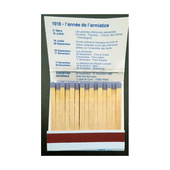 Boite d'allumettes des 70 ans de la 1° guerre mondiuale 1918 - 1988
