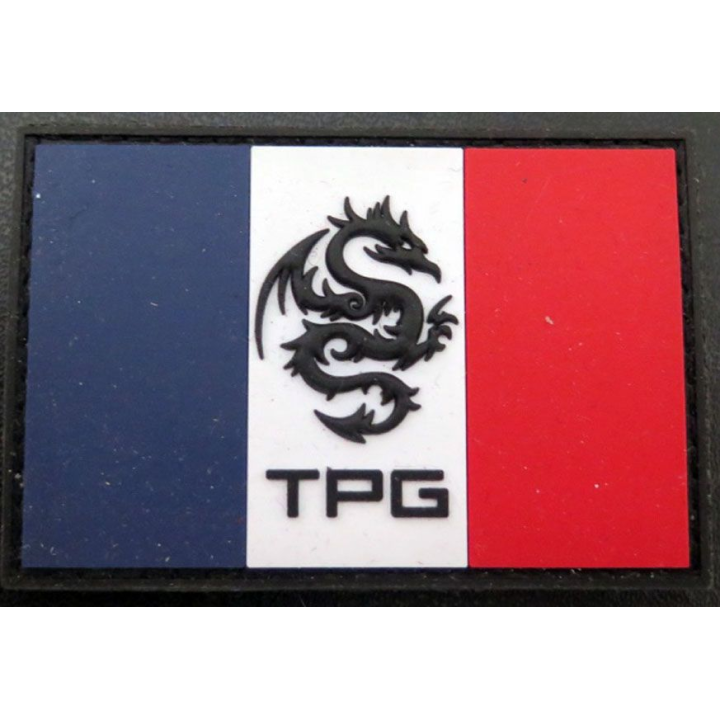 Insigne plastique mousse en relief des TPG dragon team sur scratch