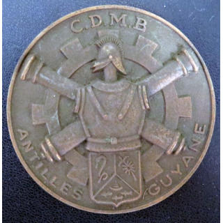 CDMB : plaque du CDMB Antilles Guyane en métal (bronze ?) de diamètre 74 mm